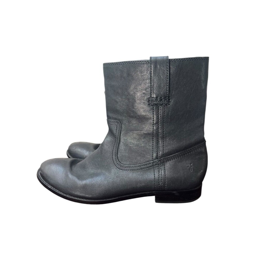Frye Anna Shortie Black Leather Ankle Boots US 9 Moto Boho Western Cowgirl